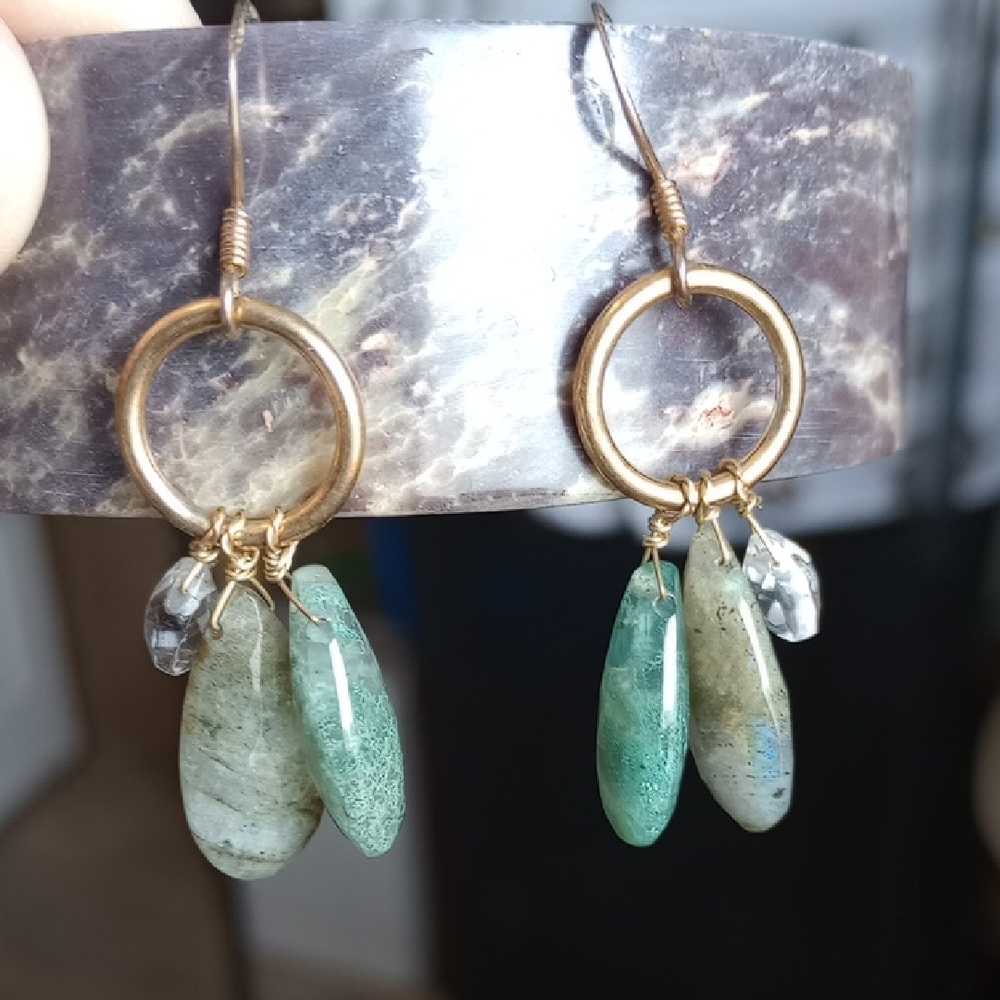 Elegant Moss Agate Dangle Earrings